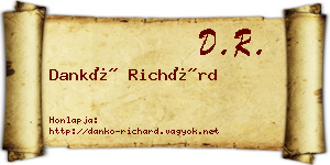 Dankó Richárd névjegykártya